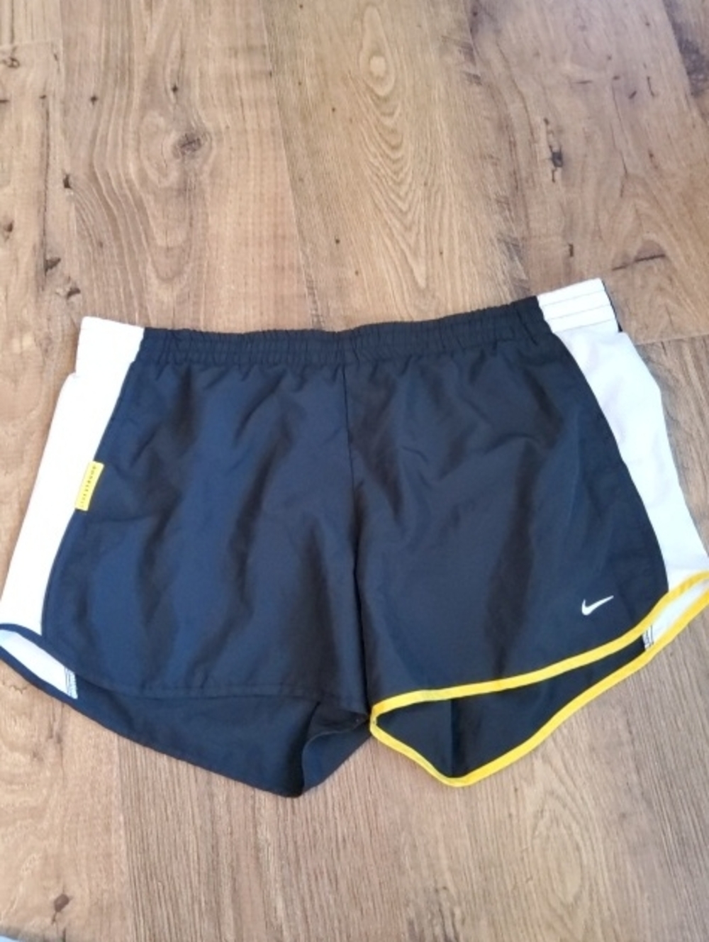 Nike Black Dri-Fit Shorts with White Panels and Yellow Trim Large NWOT